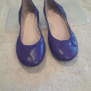 Bright blue faux snakeskin loafers